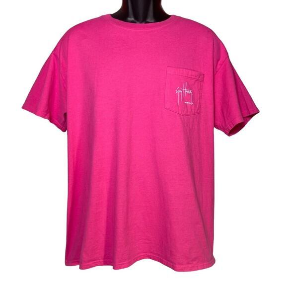 Guy Harvey Blue Water Pink T Shirt Size Large Salt Water Fishing Outdoors Pocket - Picture 6 of 11